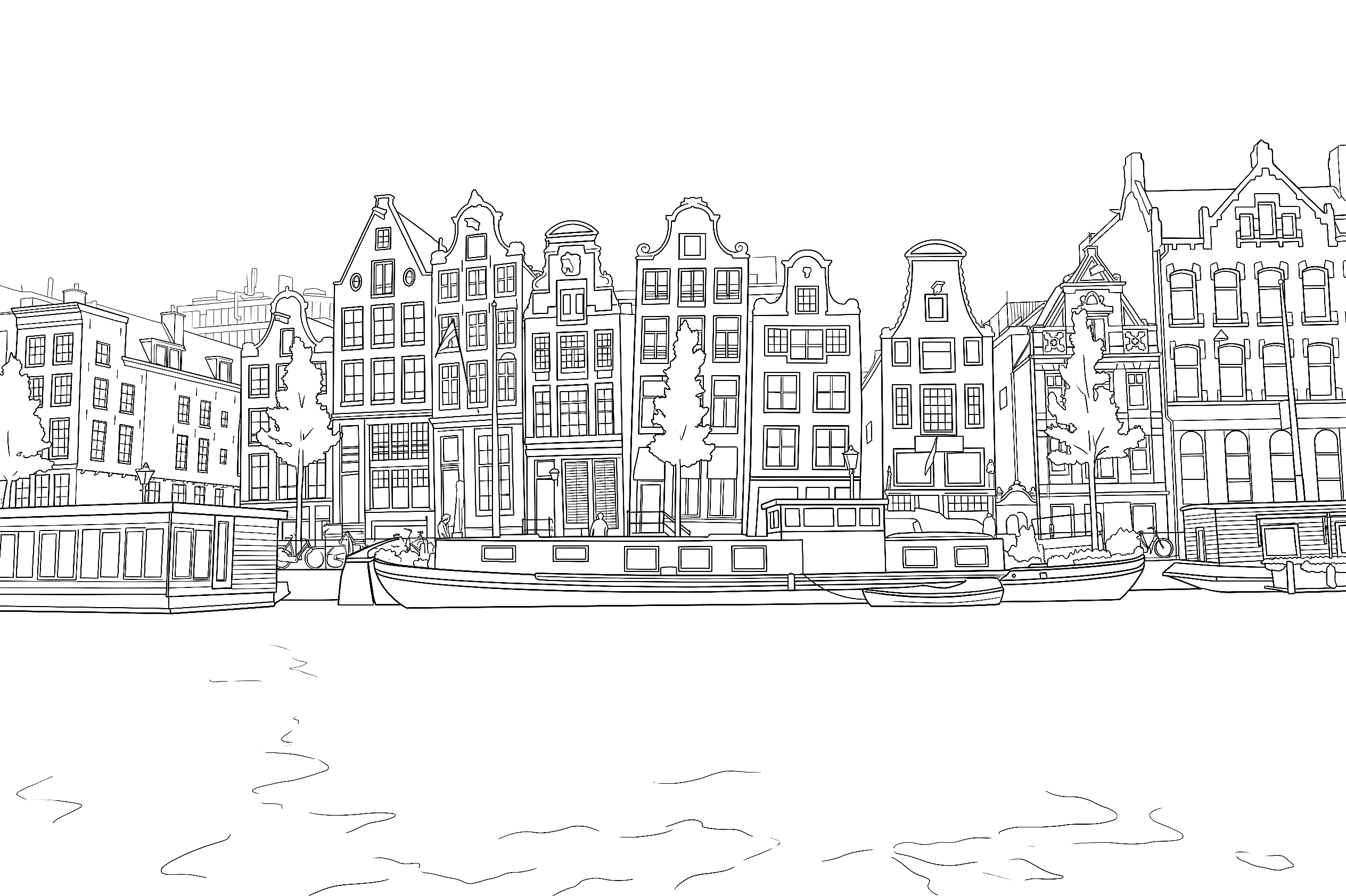 AI-generated cities coloring page — black and white line art ready to print